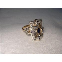 Antique 18K Pink Gold Diamond Sapphire Ring #2015913