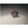 Image 1 : 14K WG Turquoise Rhodolite Garnet Floral Ring #2015933