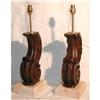 Image 1 : Pr Carved Walnut Lamps on Stone bases #2016098