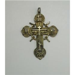 Russian 18th c. silver gilded cross  #2016181