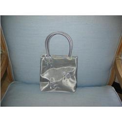 a silver mesh hand bag w floral embroidery #2028748