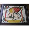 Image 1 : Antique Embroidered Flapper Lady large, Framed #2028835