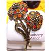 Image 1 : Vtg Fire Orange Rhinestone Brooch - Hollycraft #2028919