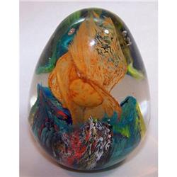 Swirled Egg "Volcano" Art Glass Paperweight  #2028953