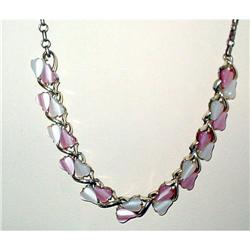 Coro Pegasus Lucite Necklace Pink & White #2029071