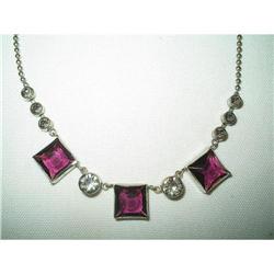 Art Deco Cushion Cut Rhinestone Necklace  #2029078