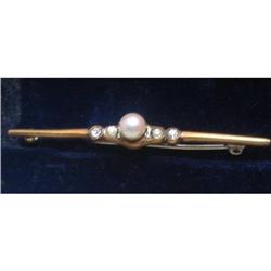 Victorian GF Bar Pin Brooch Cultured Pearl #2029081