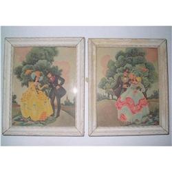 Two Romantic Framed Prints, Benton Glass Co. #2029089