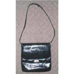 MOD 1960's Black Patent Shoulder Bag or Handbag#2029094