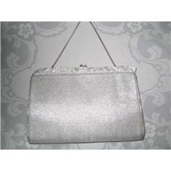 Metallic Silver Lame Fabric Evening Purse #2029105