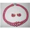 Image 1 : 2 Strand Cranberry Moonglow Lucite Choker #2029124