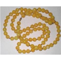 Yellow Lucite Swirl Marbled Bead Necklace - #2029140