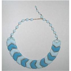 Art Deco Blue Milk Glass Choker - Germany #2029146