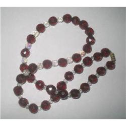 Lucite Necklace Faceted Beads Garnet Color 22  #2029166