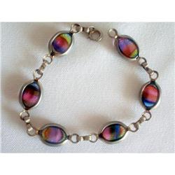 Vintage Bracelet of Rainbow Art Glass #2029175