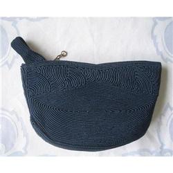 Art Deco Small Navy Blue Corde Clutch Purse #2029180