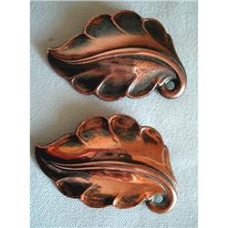 Duette of Copper Brooches - Leaves #2029184