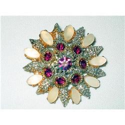 Huge Rhinestone & Lucite Flower  Brooch #2029195