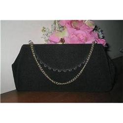 Black Faille & Gold Lace Evening Hanbag #2029315