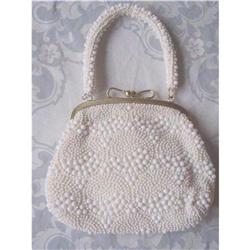 White Caviar Bead Handbag - Made In Hong Kong #2029323