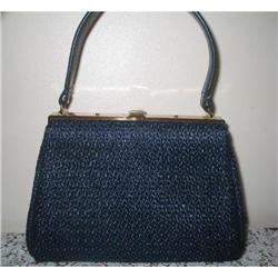 Saks Fifth Avenue Vintage Navy Handbag by Jana #2029326