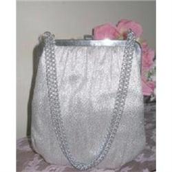Metallic Silver  Lurex Fabric Evening Purse #2029332