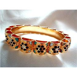 Pretty Brass & Enamel Scalloped Bangle  #2029364