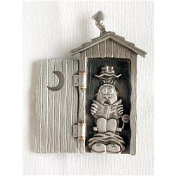 Jonette JJ Signed "Outhouse" Pewter Brooch - #2029365