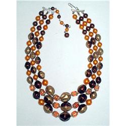 3 Strand Textured Lucite Bead Necklace #2029373