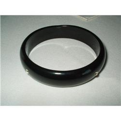 Black Lucite & Rhinestone Bangle Bracelet #2029374