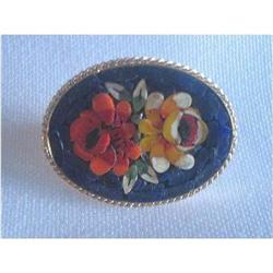 Deco Mosaic Black/ Multi Colour  Floral Brooch #2029383