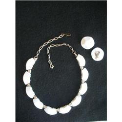 White Thermoset Lucite Necklace Choker and #2029391