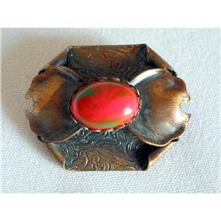 Art Deco Copper & Red Agate Brooch #2029411