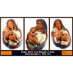LARGE CZECH TERRA COTA MADONNA & CHILD PLAQUE  #2029444