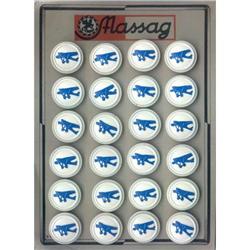 24 BLUE AIRPLANE PICTURE BUTTONS 1930-40 CARD #2029457