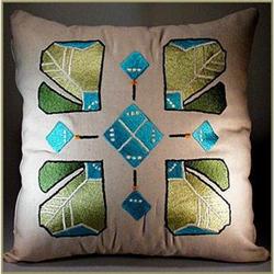ARTS & CRAFTS MISSION EMBROIDERED GINGKO PILLOW#2029460