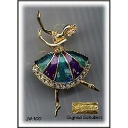 ENAMELED ART DECO STYLE BALLERINA BROOCH #2029499