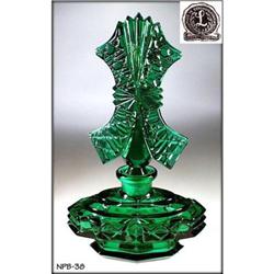 CZECH VINTAGE EMERALD GLASS "BOW" PERFUME#2029503