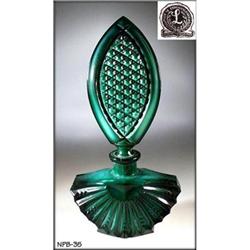 CZECH VINT MALACHITE color GLASS PERFUME BOTTLE#2029507
