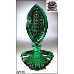 CZECH VINTAGE EMERALD GLASS PERFUME BOTTLE #33 #2029509