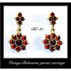 VINTAGE BOHEMIAN GARNET EARRINGS BG-031 #2029536