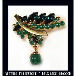 CHIC VINTAGE GREEN RHINESTONE BROOCH CJ-16A #2029604