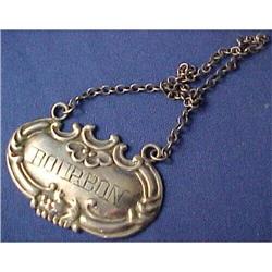 Ornate Sterling silver BOURBON LIQUOR TAG #2029608