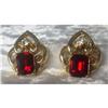 Coro Red Rhinestone Earrings #2029612