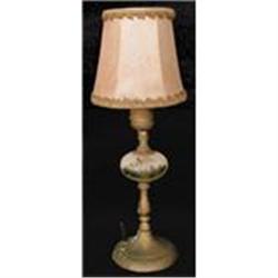 Brass & HP Glass Silk Shade Table lamp #2029634