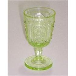 EAPG Two Panelled Vaseline Glass 3.5in. Cordial#2029659