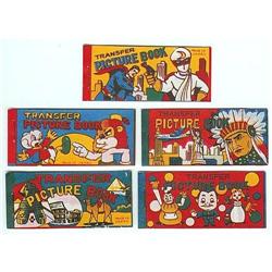 JAPAN TRANSFER PICTURE TOY BOOKS ~ 5 OLD #2030667