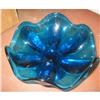 Image 1 : old vintage BLUE GLASS FOLDED SWIRL Candy Dish #2030771