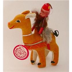 old CELLULOID FUR MONKEY on CAMEL carnival toy #2030787