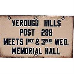 old vintage VERDUGO HILLS porcelain sign #2030796